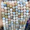 Beads Natural Genuine Colorful Morganite Stone Round Loose Spacer For Jewelry Making DIY Bracelet Accessories 4/6/8/10/12mm