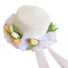 Wide Brim Hats Summer Tulips Decor Flat Hat Women Adjustable Vacation Beach Sweet Foldable Travel Sun Sunscreen UV Cap