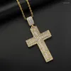 Pendentif Colliers Hip Hop Bling Glacé Couleur Or En Acier Inoxydable Double Croix Pendentifs Pour Hommes Rappeur Bijoux Cadeau