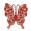 Broches Wulibaby mariposa grande de lujo para mujer Unisex 5 colores diamantes de imitación insectos brillantes broche de fiesta y oficina