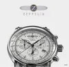 Нарученные часы Zeppelin Watch Top Top Waterpronation Leather Business Casual Quartz Men Three Eyes Multifunction Chronograph 230103