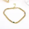 Link Bracelets 5PCS Gold Color Chunky Curb Chain Oval Zircon Bracelet Women Gorgeous Jewelry Party Wedding Gift