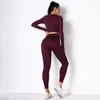 Set attivi Camouflage Corsetto lavorato a maglia senza cuciture Manica lunga Leggings a vita alta Set da 2 pezzi Fitness Running Abbigliamento sportivo Tute da yoga per donna