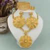 Ketting oorbellen set ontwerp dubai gouden kleur sieraden voor vrouwen mode luxe ring armband bruid trouwfeest vrouw cadeau