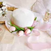 Wide Brim Hats Summer Tulips Decor Flat Hat Women Adjustable Vacation Beach Sweet Foldable Travel Sun Sunscreen UV Cap