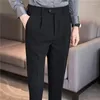 Men's Suits 2023 Autumn Waffle Business Formal Pants Men's Stretch Waist Casual Suit Mens Slim Fit Party Social Dress Trousers