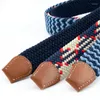 Belts 60 Colors Female Casual Knitted Pin Buckle Men Belt Woven Canvas Elastic Expandable Braided Stretch For Women Jeans