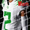 Vêtements de football universitaire américain Thr NCAA College Oregon Ducks Justin Herbert CJ Verdell Kayvon Thibodeaux Tyler Shough DJ Johnson Maillots de football personnalisés Vert Whit