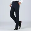 Trajes para hombre, pantalones informales cálidos de lana para invierno, ropa para hombre, traje de negocios plano, pantalones para otoño, rectos, formales, talla grande 2023 E49