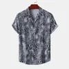 Camisas informales para hombre 2023, camisa corta con estampado Digital de seda helada, ropa de calle transpirable de leopardo de manga de verano Sexy