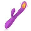 Articoli di bellezza Vibratore del dildo del riscaldamento del coniglio per le donne 10 velocità Giocattoli sexy vibranti Vagina G-Spot Clitoride Doppia stimolazione Masturbatore femminile