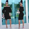 Bulk Wholesale Lantern Sleeve Dress Women Bodycon Dresses Fall Winter Clothes Sexy Slash Neck Sheath Dress Elegant Party Wear Fashion Streetwear 8693