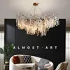 Lustres lustre nordique éclairage en cristal salon lampes suspendues de luxe longues/rondes branche en aluminium pour 220V