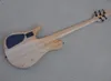 5 str￤ngar Blue Electric Bass Guitar med fj￤ril Inlag Maple Fretboard Neck genom kroppen