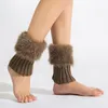 Knee Pads Womens Knitted Boot Cuffs Fur Knit Warm Socks Shoes Set Cover Crochet Fashion Winter