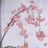 Decorative Flowers 135CM Long Silk Cherry Blossoms Branch Tree Stem Wedding Arch Decoration Flower Background Wall Hanging Fake