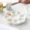 5 Pcs-Flower Plum Rectangle Ceramic Palette Color Mixing Paint Tray for Watercolor Gouache Acrylic Painting Art Supplies