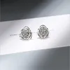 Boucles D'oreilles Simple Et Belle Doux Rose Argent Plaqué Bijoux Personnalité Fleur Cristal Exquis Femmes XZE013