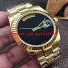 Relógio de luxo 2 estilo 18k ouro automático 36mm relógio glide suave preto rosto mecânico moda masculina relógios262s