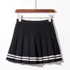 Skirts Gothic Sweet Women Pleated Skirt Fashion Striped Mini High Waist Chic Kawaii Summer Casual Ladies Black