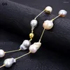 Hänge halsband guaiguai smycken naturlig vit rosa grå keshi barock pärla chokers halsband klassiker för kvinnor