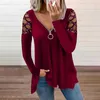 Women's T-Shirt 2021 Autumn Winter Hot Drilling Zipper V Neck Long Sleeve T Shirt Women Sexy Casual Loose Fashion Hollow Out Solid Shirt Top 5XL T230104