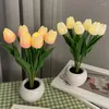 Lampes de table LED lampe tulipe veilleuse simulation fleur atmosphère romantique en pot cadeau maison bureau chambre café décoration intérieure