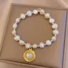 Strand Mengjiqiao 2023 Koreaanse elegante zoetwaterparelarmband voor vrouwen girs trendy hart elastische Bangles feest sieraden geschenken