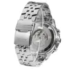 Armbandsur Jaragar Mechanical Watch Kalender visar Silver Steel Strap Wrist Men's and Women's