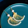 Dangle Earrings Arab Vintage Fashion Spiral Shape Freshwater Pearls Drop For Women Bride Wedding Party Festival Costume Jewelry