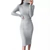 Casual Kleider Frauen Pullover Kleid Elegante Herbst Winter Sexy Schlank Bodycon Rollkragen Einfarbig Dicke Warme Strickpullover Vestido