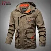 Outdoor Jackets Sweat à capuche automne veste hommes tactique militaire décontracté manteau extérieur à capuche coupe-vent extérieur Bomber plusieurs poches manteau mi-long Casual 0104