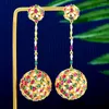 Orecchini penzolati Siscathy Dubai Lucky Multicolor Hollow Ball Women Cubic Zirconia Party Prom Gioielli Accessorio Boucle D'Oreille