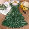 Girl Dresses Girls Dress 2023 Summer Western Style Polka Dot Small Flying Sleeves Suspenders Princess Children'S Clothing Wholesale