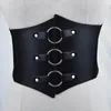 Cintos Elastic Corset Cummerbunds Black Pu Leeatehr Metal Ring Fivelas para mulheres acessórios para roupas