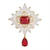 Vintage Red Crystal Water Drop -broches For Women Luxury Broches Dames broche pin strass accessoires vrouwelijk sieraden cadeau