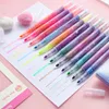 Stylos marqueurs artistiques à Double tête, surligneur, liquide Pastel Fluorescent, couleur scolaire, papeterie fournitures pour journaux, 12 pièces