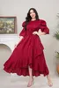 Casual Dresses Miyake Boho Pleated Red Long Sleeve Soft For Women's Vestido Robe De Mujer Elegante Luxury No Ironing Require Mix