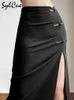 Kjolar sylcue svart sexig split enkel casual all match gata utflykt cool mogen vitalitet personlighet trend grundläggande kvinnors kjol 230103