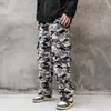 Calças masculinas, joggers de rua de rua com carga de camuflagem de lã para homens com cintura elástica emaranhada calça de moletom de inverno espesso de tamanho grande