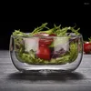 ボウル高温抵抗ダブルウォールガラスボウルヒートに耐える食器透明フルーツサラダインスタント麺