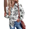 Camiseta para mujer 2022 Otoño Nueva blusa de moda para mujer Cuello vuelto Estampado de flores Casual Camiseta de manga larga Camisa Botón suelto Streetwear Top T230104