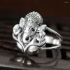 Bagues de grappe 2023 véritable solide S925 bague en argent pur femme thaïlande trompe d'éléphant dieu de la richesse Maxi pierre thaïlandaise