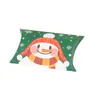 Christmas Pillow Shape Candy Box Merry Christmas Kraft Paper Gift Boxes Packaging Kids Favors Happy New Year A367