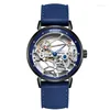 Wristwatches WISHDOIT Men's Automatic Mechanical Wrist Watch Luxury Leather Casual Fashion Skeleton Tourbillon Clock Relogio Masculino