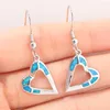 Boucles d'oreilles pendantes CiNily créé bleu opale de feu coeur argent plaqué en gros pour les femmes bijoux fiançailles 1 1/4 '' OH4569