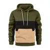 Sudaderas con Capucha para Hombre Sudadera con Capucha De Patchwork para Hombre Ropa Informal De Lana Ropa Informal Cálida Moda Masculina Otoño Invierno Ropa Deportiva Negro