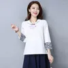 Ethnic Clothing Chinese Style Women Clothes 2023 Cheongsam Top Traditional Shirt Blouse Cotton Hanfu Ladies Tops 12317