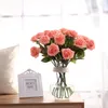 Decorative Flowers 1Pcs Real Touch Rose Bundle Arrival Red Roses Artificial Flower Bouquet Wedding Table Decor Home Decoration