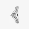 Bröllopsringar Shine Crown Princess Wish Bone CZ för Woman Par Geometric V Shape Engagement Jewelry Gift